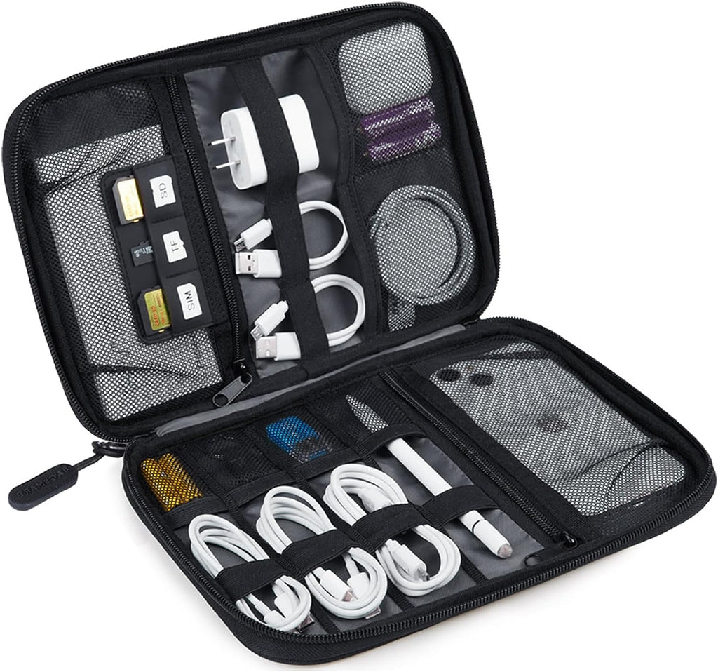 Large Electronic Organizer Travel Case for Tech Accessories, Black