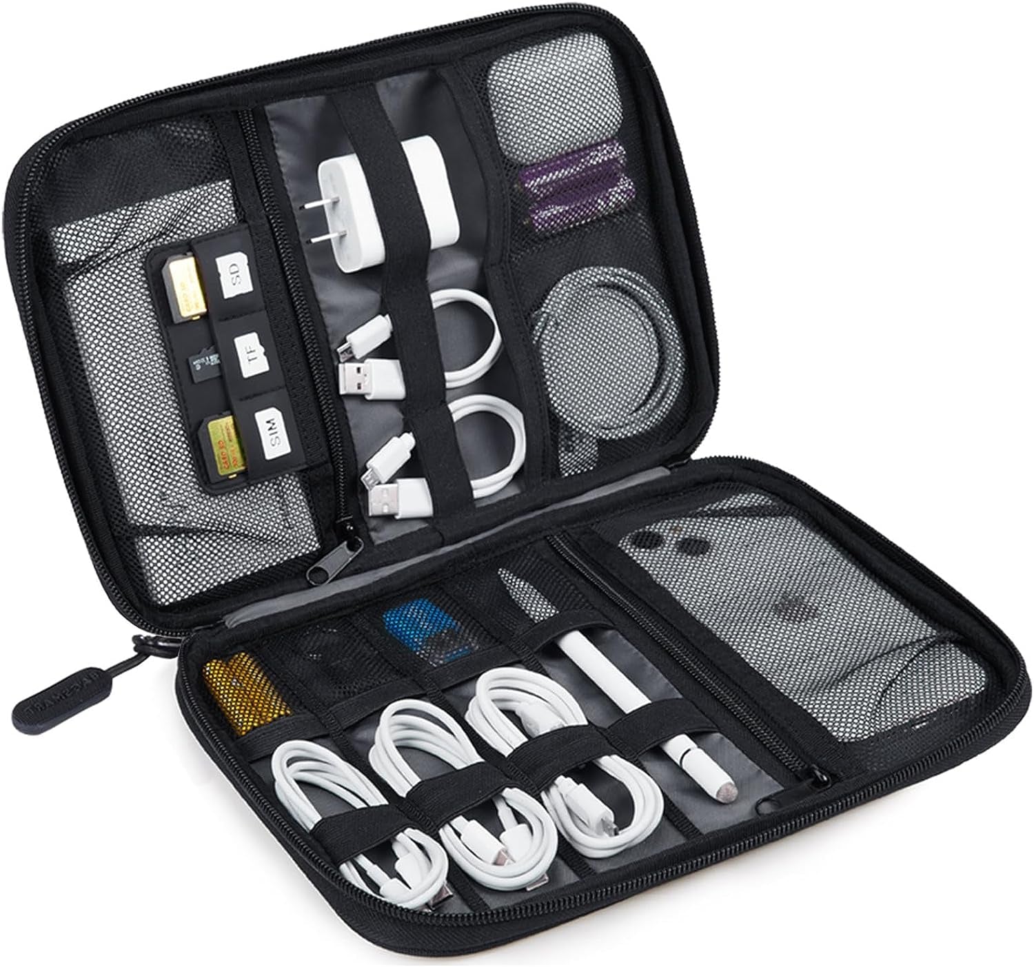 Large Electronic Organizer Travel Case for Tech Accessories, Black